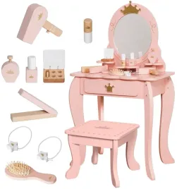 drewniana-toaletka-z-akcesoriami-dla-dziewczynki-lustro-taboret-princess
