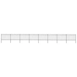 ogrodzenie-z-zaokraglonymi-koncami-stalowe-136x12-m-czarne