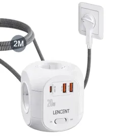 przedluzacz-2m-7w1-lencent-4x-gniazdo-ac-2x-usb-a-qc-3-0-1x-usb-c-pd-20w