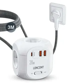 przedluzacz-3m-7w1-lencent-4x-gniazdo-ac-2x-usb-a-qc-3-0-1x-usb-c-pd-20w