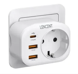 lencent-gniazdko-ladowarka-4-w-1-2x-usb-a-1x-usb-c-pd-wtyk-ue-pl