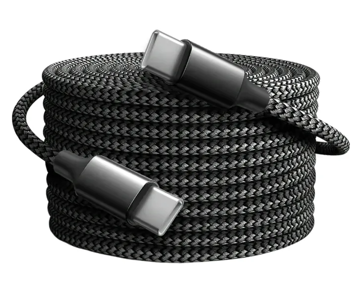 Czarny Kabel USB-C / USB-C 10m (10 metrów) USB C - USB C 6A 60W