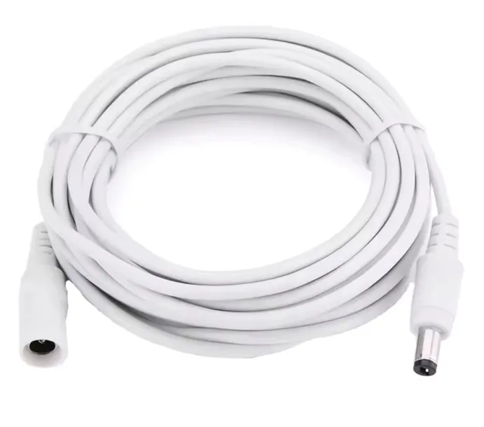 BIAŁY PRZEDŁUŻACZ 5m ZASILANIA KABEL ZASILAJĄCY DO KAMER DC 5,5mm