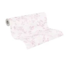 tapeta-drobne-rozowe-galazki-z-kwiatuszkami-na-jasnym-tle