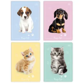 4-x-zeszyt-a5-32-kartki-kratka-z-marginesem-slodkie-kotki-i-pieski