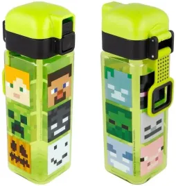 butelka-bidon-minecraft-550ml-kwadrat-steve-alex-zielona-kwadratowa