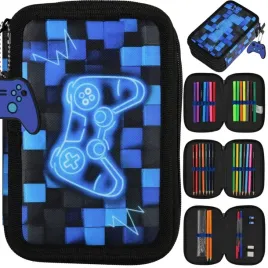 piornik-szkolny-trzykomorowy-z-wyposazeniem-dla-chlopca-pixel-pad-game