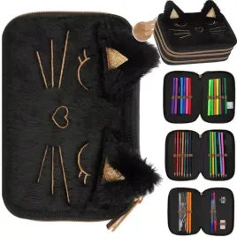 piornik-trzykomorowy-z-wyposazeniem-dla-dziewczynki-czarny-pluszowy-kot