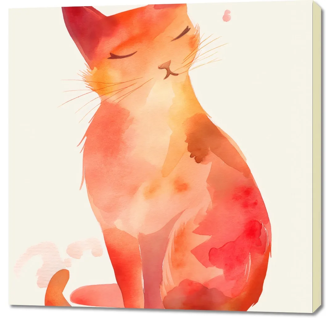 obraz-100x100cm-akwarelowy-kot-stan-nowy