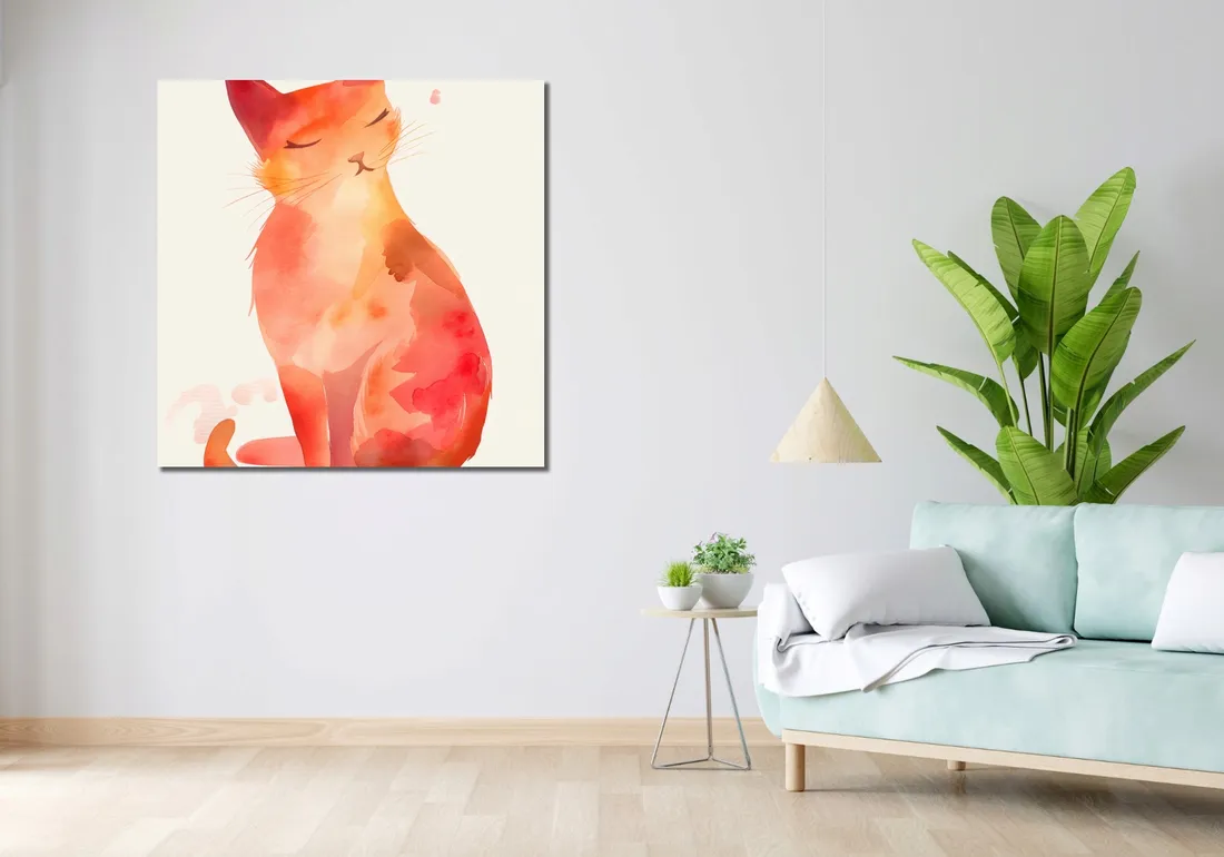 obraz-100x100cm-akwarelowy-kot