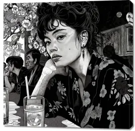 obraz-100x100cm-czarne-kimono
