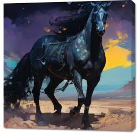 obraz-100x100cm-czarny-kon-wlasnego-wyscigu