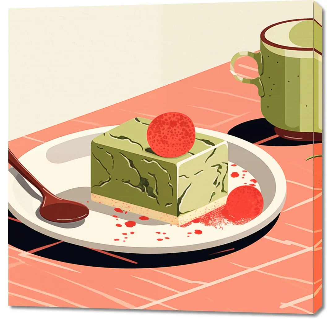 obraz-100x100cm-deser-matcha-stan-nowy