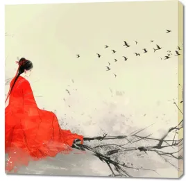 obraz-100x100cm-diva-na-galezi