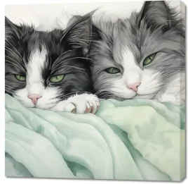 obraz-100x100cm-dwie-zrelaksowane-kicie