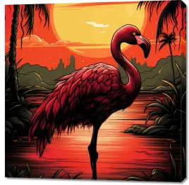 obraz-100x100cm-flaming-nad-woda