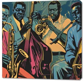 obraz-100x100cm-jazzmani-w-gazie