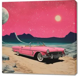 obraz-100x100cm-kabriolet-w-kosmosie