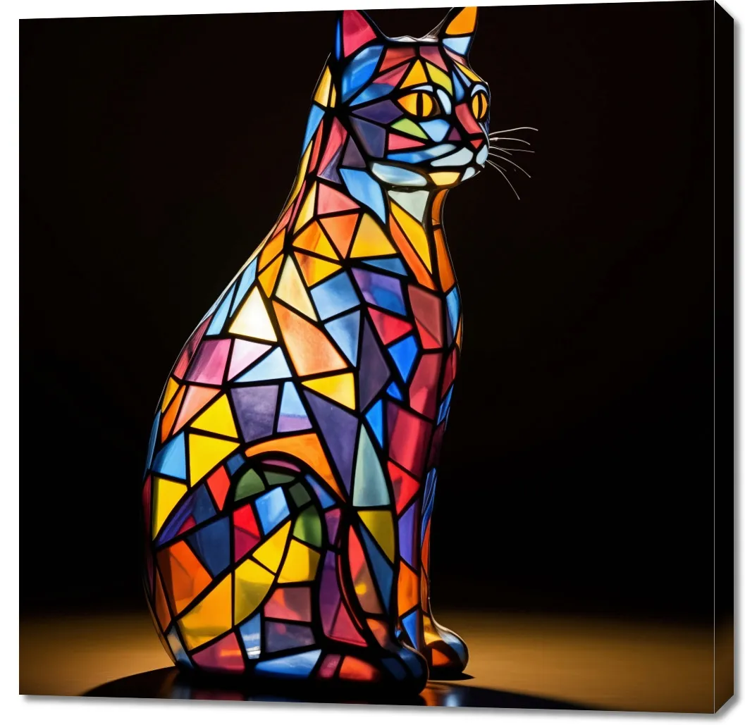 obraz-100x100cm-koci-witraz-stan-nowy