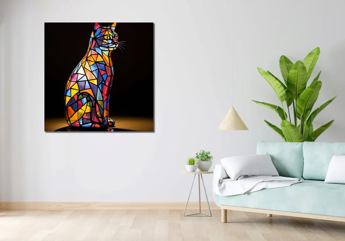obraz-100x100cm-koci-witraz