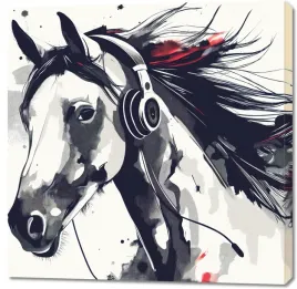 obraz-100x100cm-kon-na-sluchawie