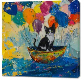 obraz-100x100cm-kot-na-lodzi