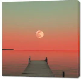 obraz-100x100cm-ksiezyc-nad-woda