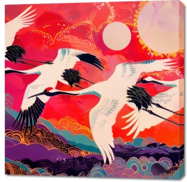 obraz-100x100cm-lot-zurawim-szlakiem