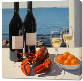 obraz-100x100cm-obiad-nad-zatoka
