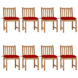 krzeselka-ogrodowe-tekowe-z-poduszka-czerwony-8-szt