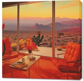 obraz-100x100cm-posiedenie-w-pustynnym-domu