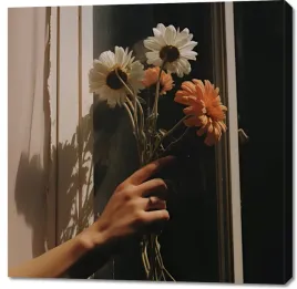obraz-100x100cm-promienie-i-platki
