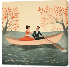 obraz-100x100cm-romantyczna-eskapada-po-rzece