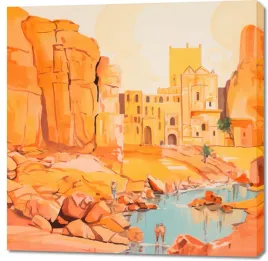 obraz-100x100cm-ruiny-pod-sloncem