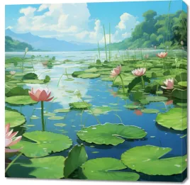 obraz-100x100cm-sielankowy-staw-lilii