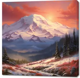 obraz-100x100cm-szczyty-porannej-zorzy