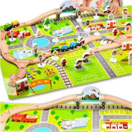 kolejka-drewniana-pociag-tor-tory-lokomotywa-wagony