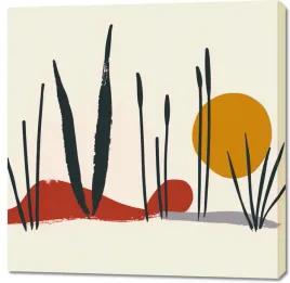 obraz-100x100cm-trzcina-przy-zachodzie