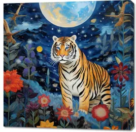 obraz-100x100cm-tygrys-w-ogrodzie-gwiazd