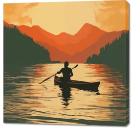 obraz-100x100cm-wioslowanie-przy-zmierzchu