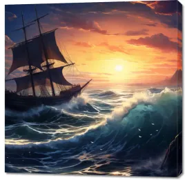 obraz-100x100cm-wzburzone-fale-oceanicznej-przeprawy