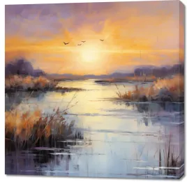obraz-100x100cm-zachod-na-mokradlach