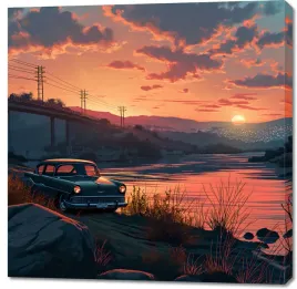 obraz-100x100cm-zachod-przy-klasyku