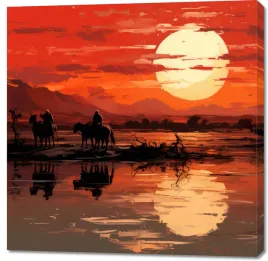 obraz-100x100cm-zachod-slonca-na-prerii