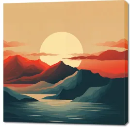 obraz-100x100cm-zachod-slonca-nad-gorami