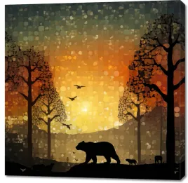 obraz-100x100cm-zachod-w-dzikim-lesie