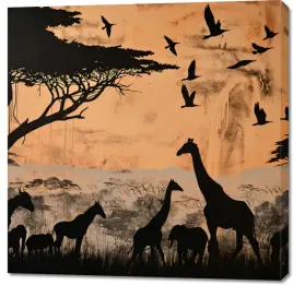 obraz-100x100cm-zarysy-z-sawanny
