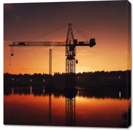 obraz-100x100cm-zmierzch-nad-dzwigiem