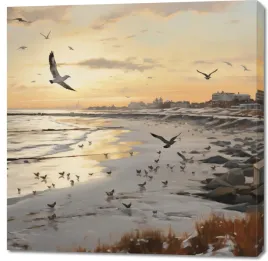 obraz-100x100cm-zmierzch-nad-wybrzezem