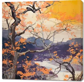 obraz-100x100cm-zlota-jesien-nad-jeziorem